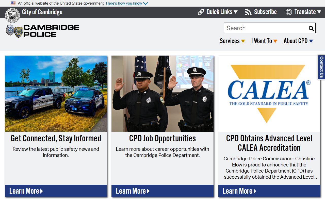 Cambridge jail mugshots police department website