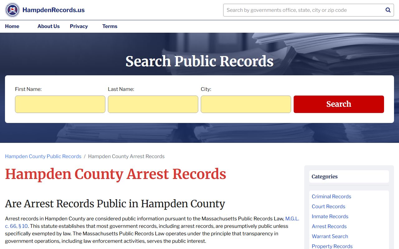 Springfield jail mugshots Hampden County arrest records