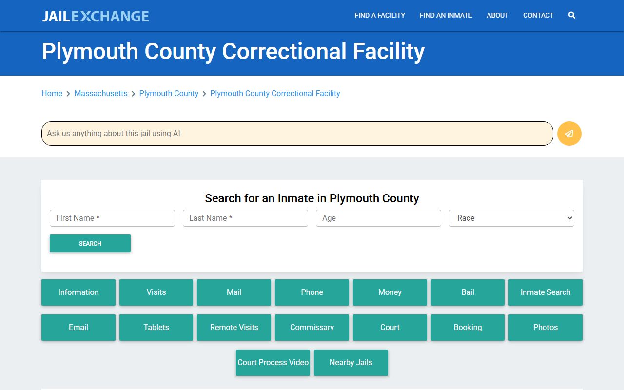 Plymouth jail mugshots county correctional facility information