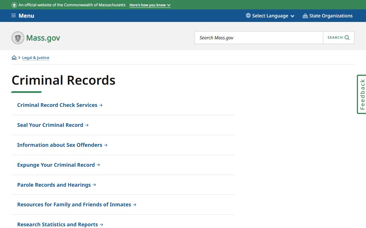 Massachusetts criminal records topic page for jail mugshots