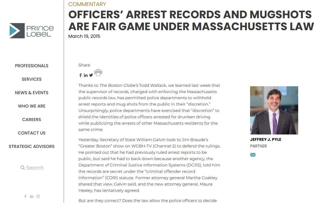 Legal analysis of Massachusetts jail mugshots availability